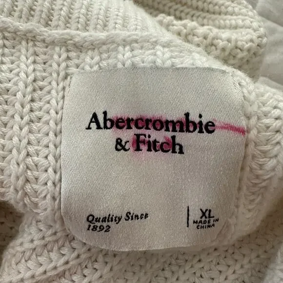 Abercrombie & Fitch Dress Womens XL White Chunky Knit Mini Shift Tennis Preppy - Picture 5 of 10